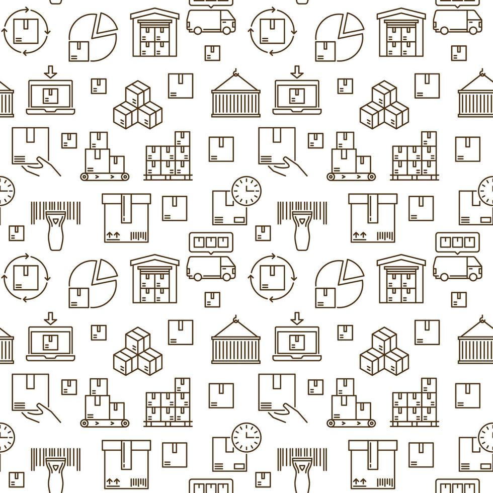 Storage and Delivery vector thin line seamless pattern - Warehouse background