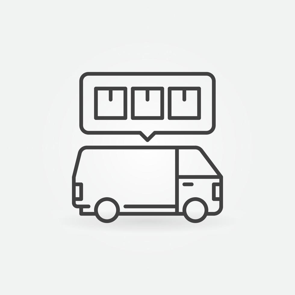 Van with Speech Bubble vector Logistics concept outline icon