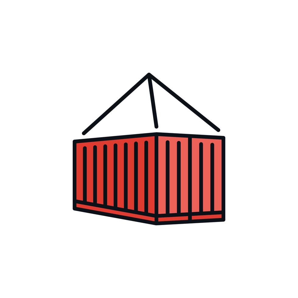 Red Freight Container vector Intermodal Cargo concept colored icon