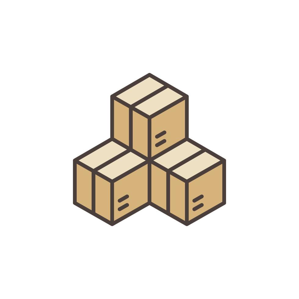 Three Cardboard Boxes vector concept colored icon or sign