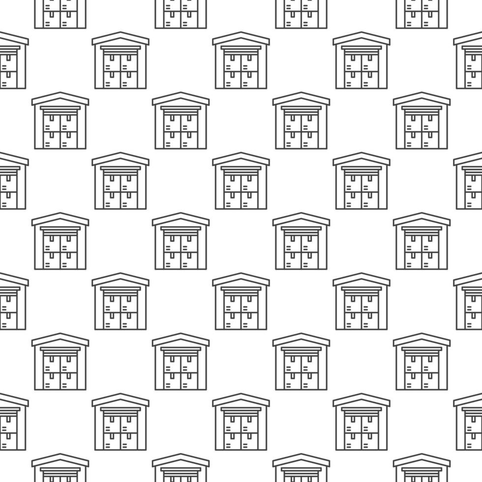 Warehouse Builing with Boxes vector Storage concept linear seamless pattern