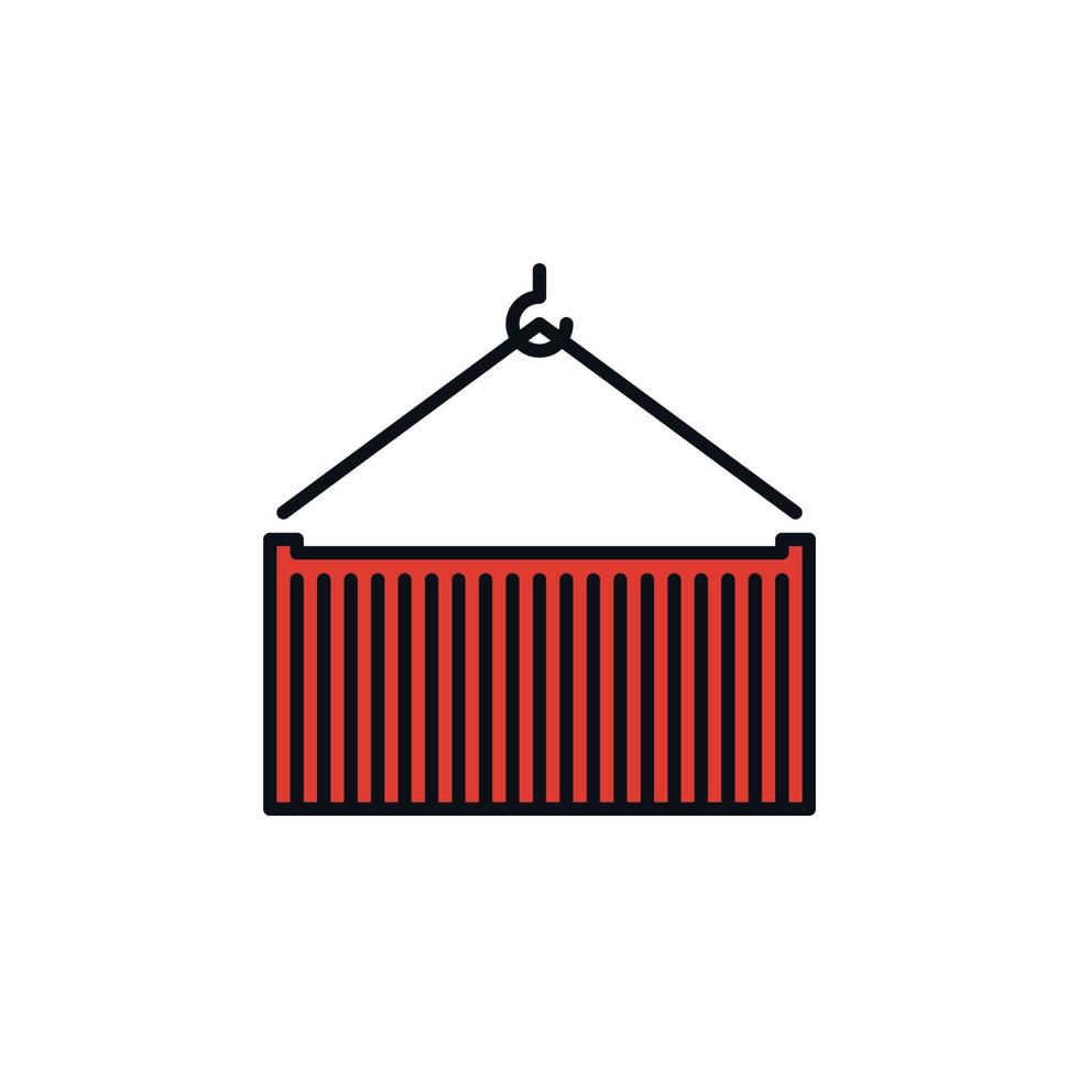 Hanging Red Shipping Container vector Delivery concept colored icon