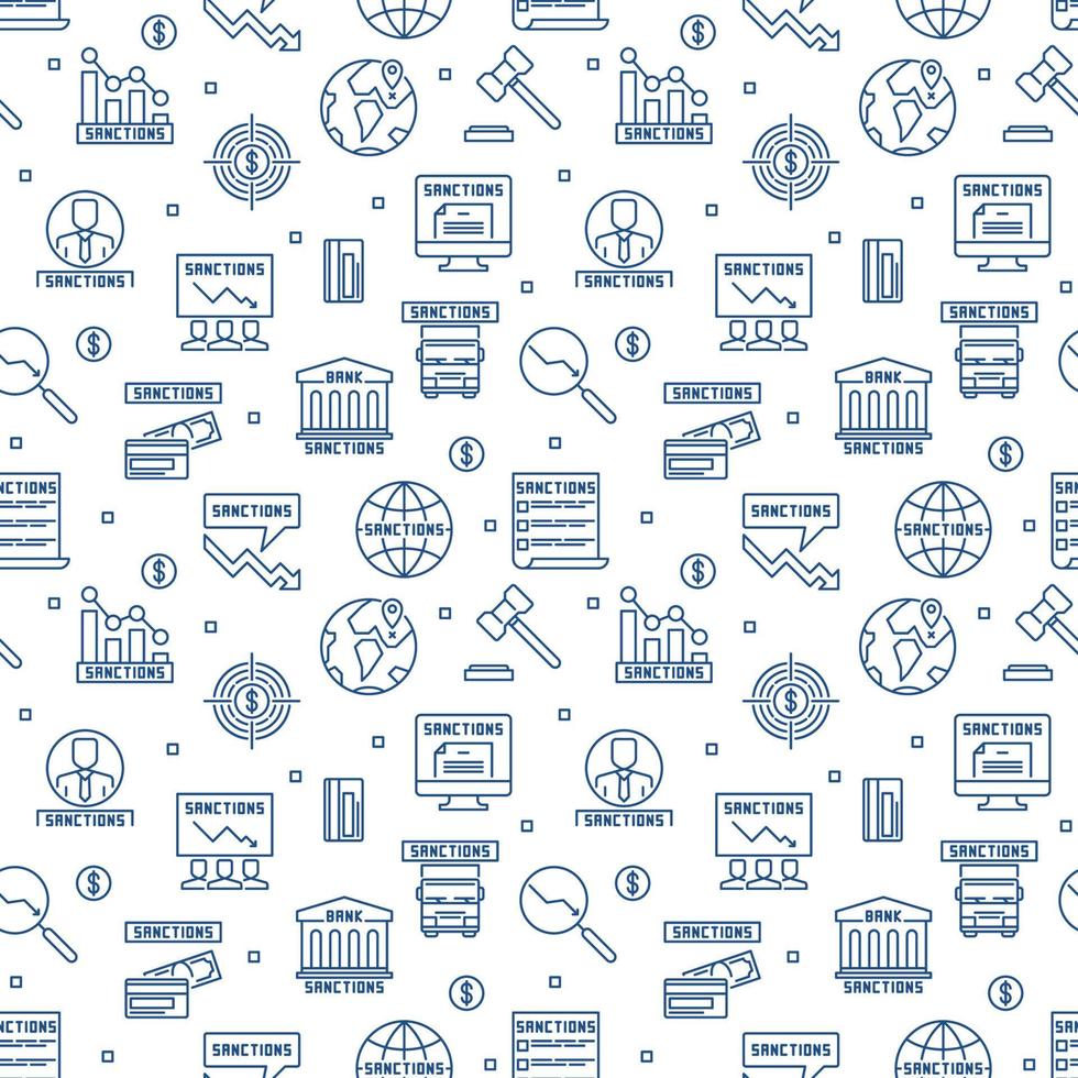 Economic Sanctions vector concept line seamless pattern