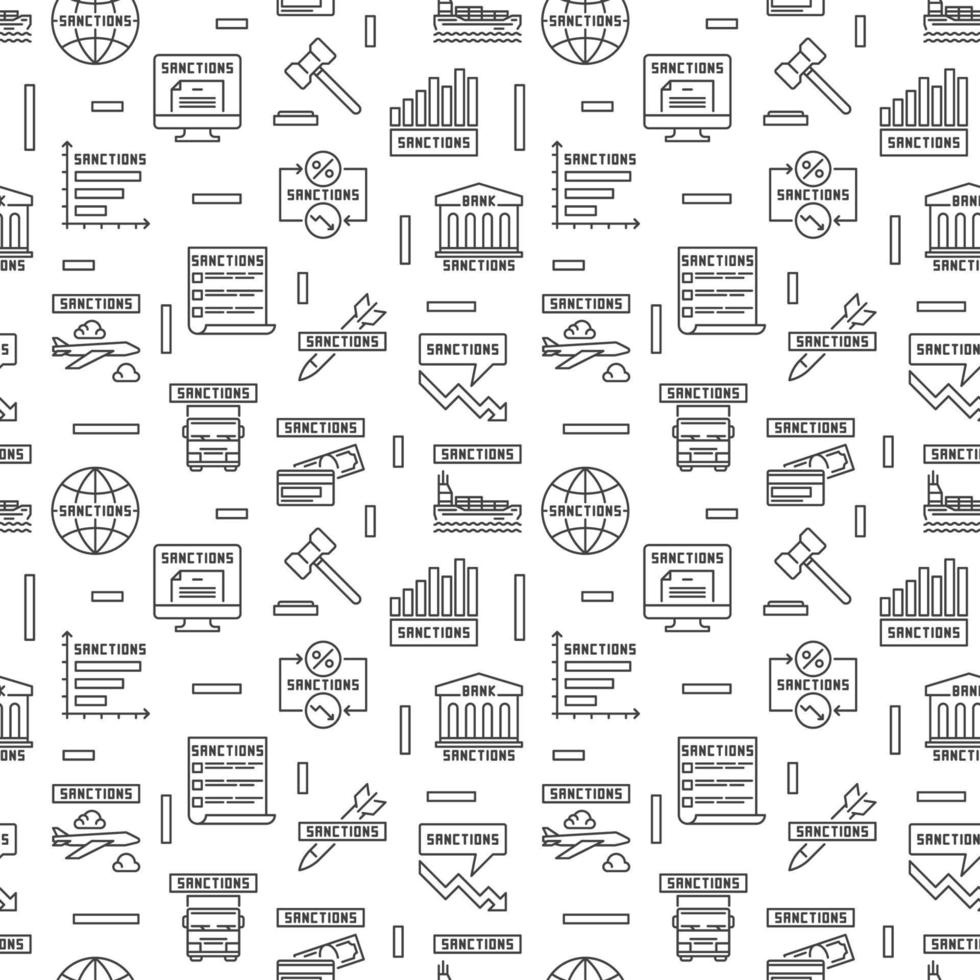 Sanctions vector linear minimal seamless pattern. Financial Penalties background