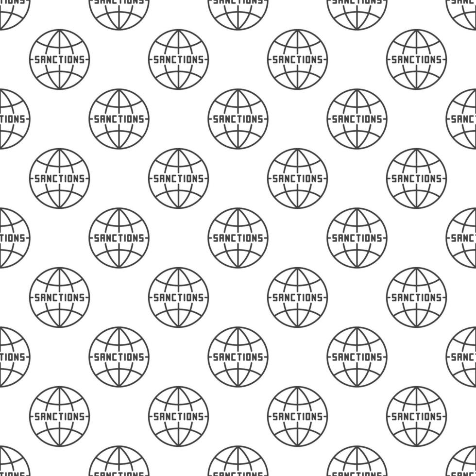 Sanctions minimal pattern with Earth Globe sign. Vector seamless background