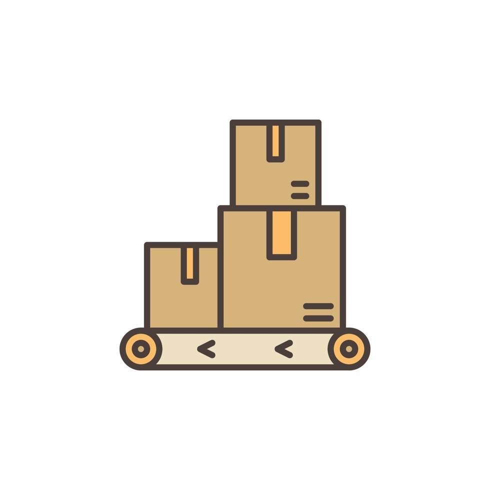 Boxes on Conveyor vector Logistics concept colored icon or symbol