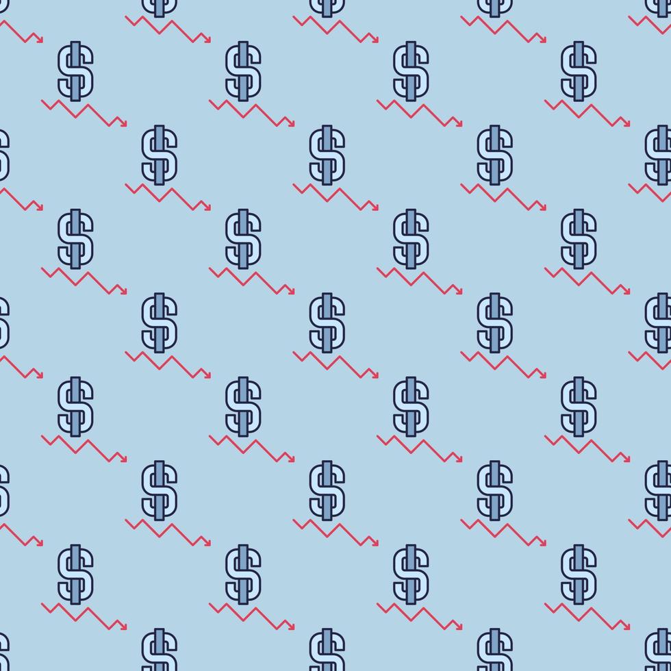 Computer with Devaluation Arrow vector outline seamless pattern