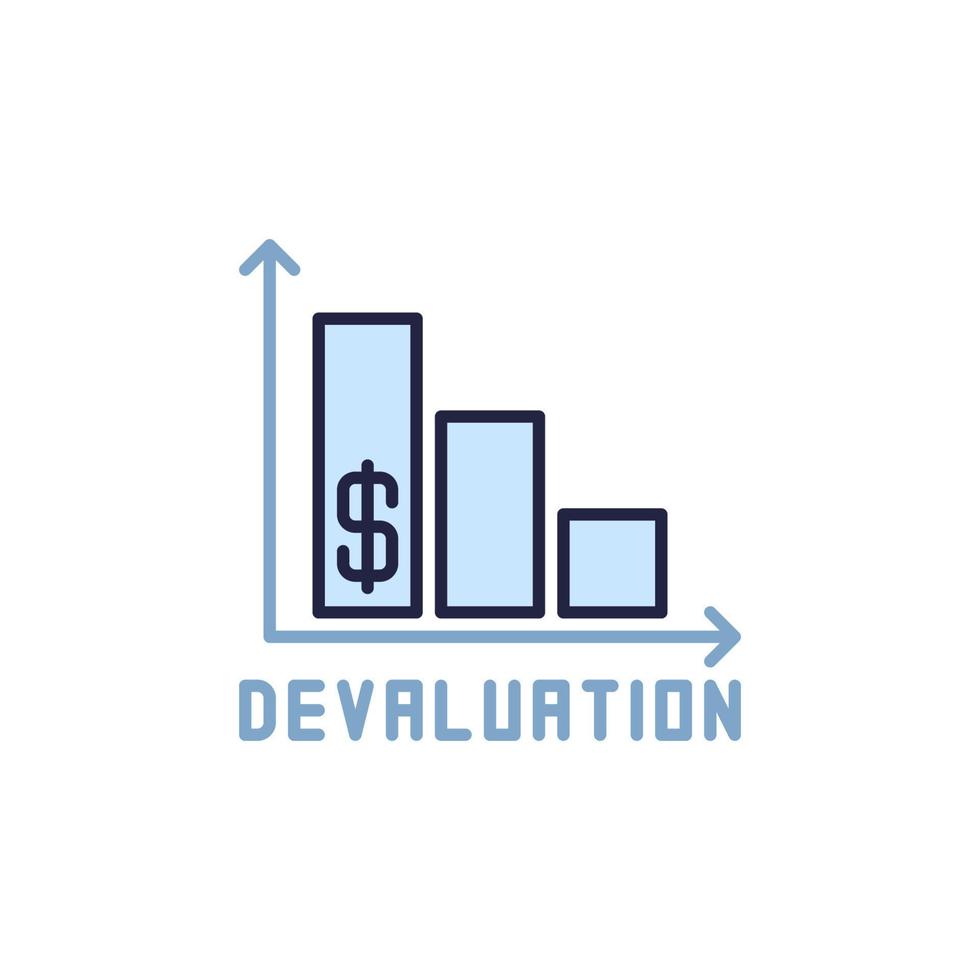 Declining Devaluation Bar Chart vector concept colored icon