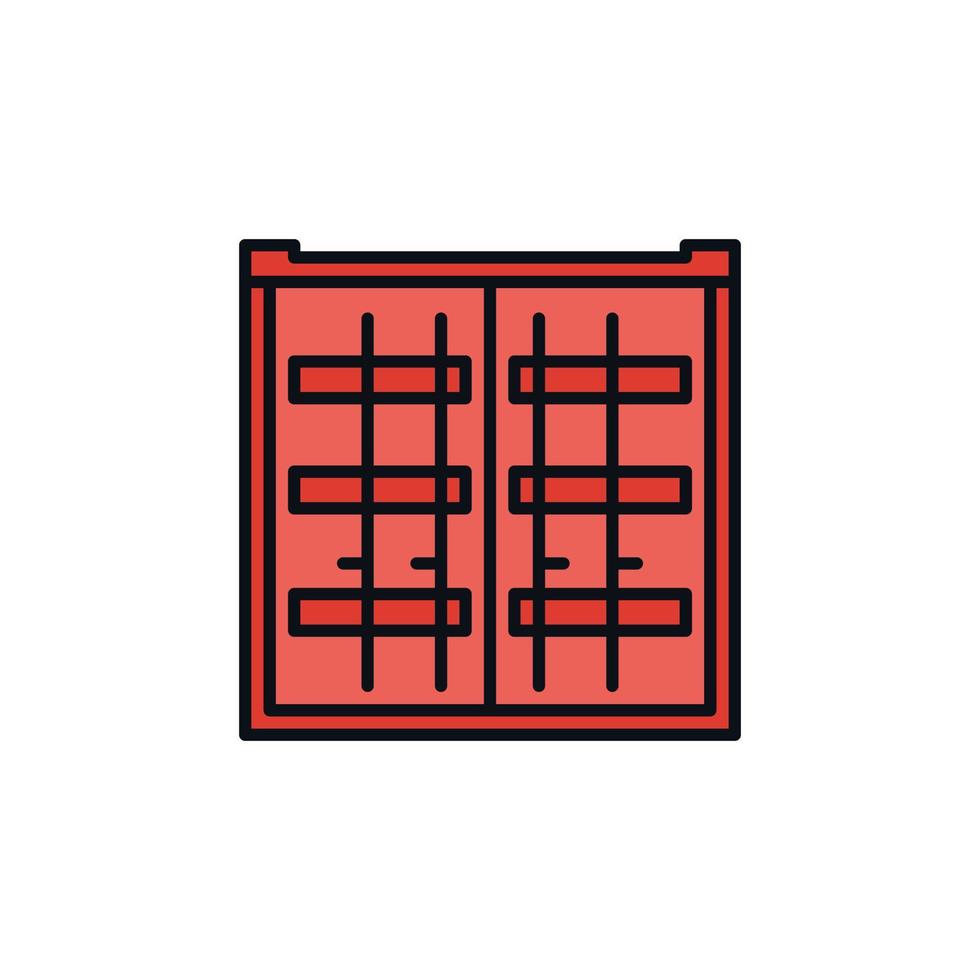 Red Shipping Container vector concept creative icon - Front View