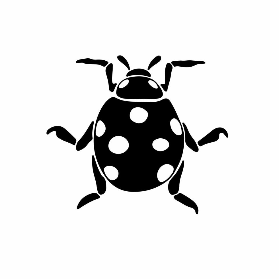 Lady Beetle Logo Symbol. Stencil Design. Animal Tattoo Vector Illustration.