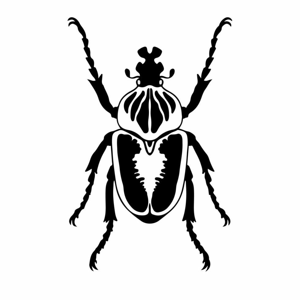 Beetle Logo Symbol. Stencil Design. Animal Tattoo Vector Illustration.