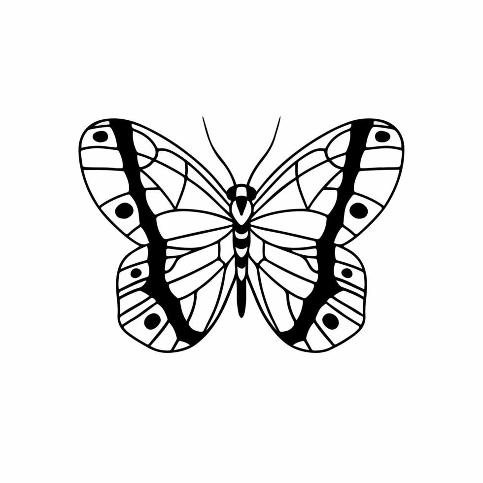 Butterfly Logo Symbol. Stencil Design. Animal Tattoo Vector Illustration.