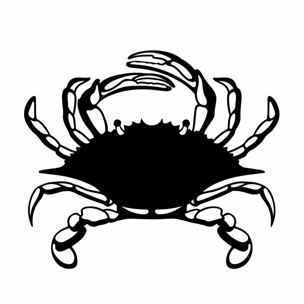 Crab Logo Symbol. Stencil Design. Animal Tattoo Vector Illustration.