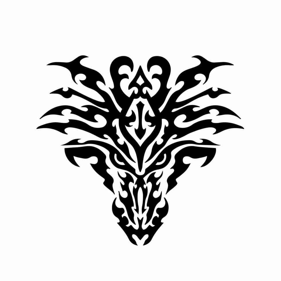 Tribal Dragon Head Logo. Tattoo Design. Animal Stencil Vector ...