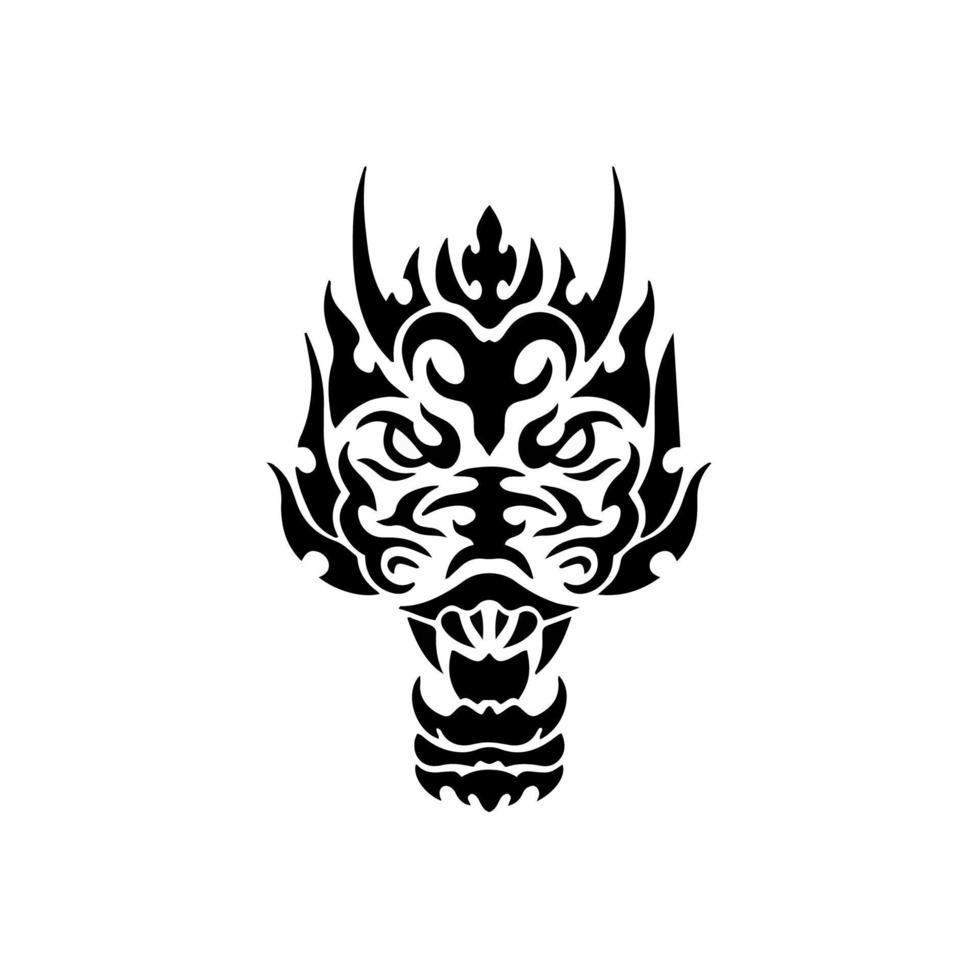 logotipo de cabeza de dragón tribal. diseño de tatuaje. Ilustración de vector de plantilla animal