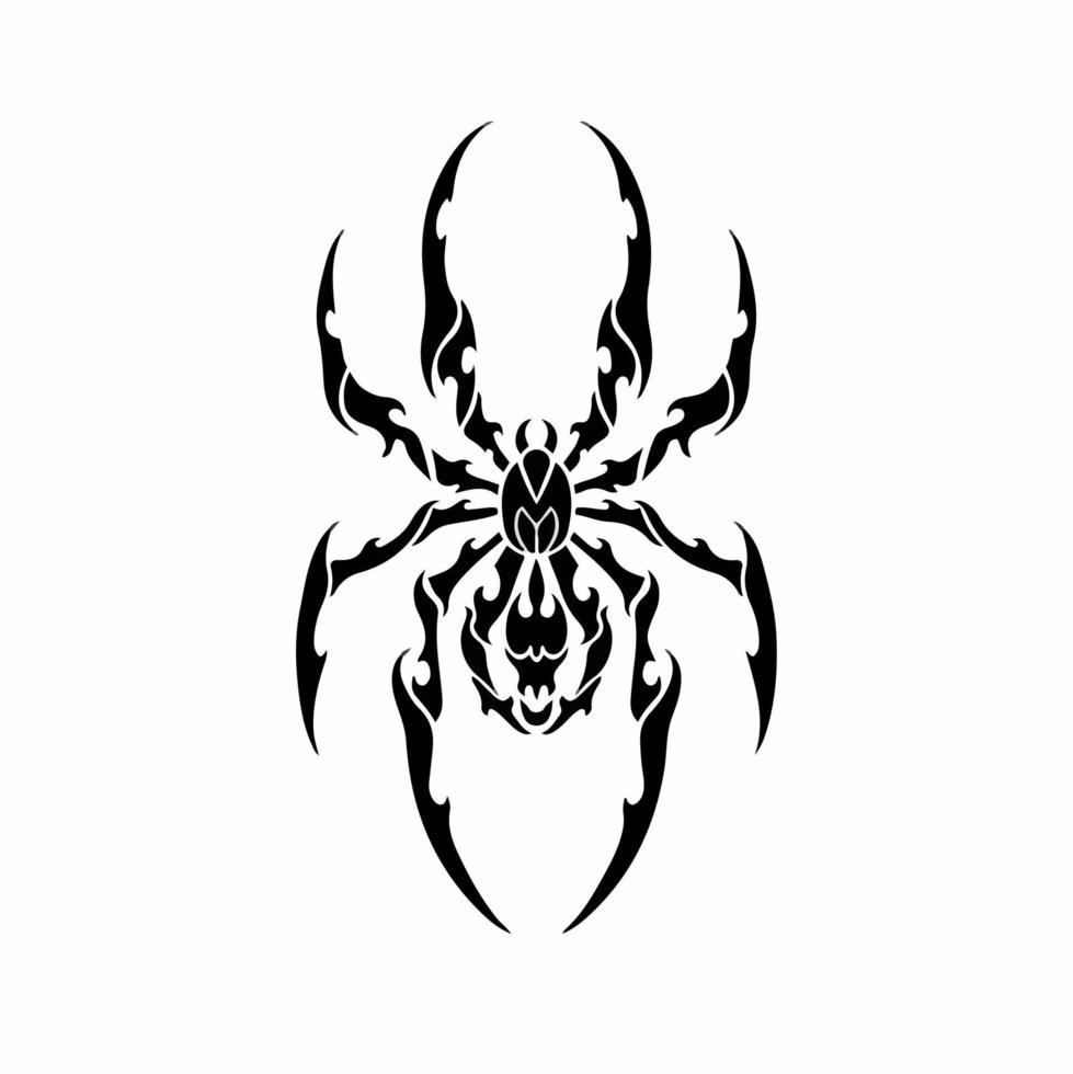 Tribal Spider Logo. Tattoo Design. Animal Stencil Vector Illustration.