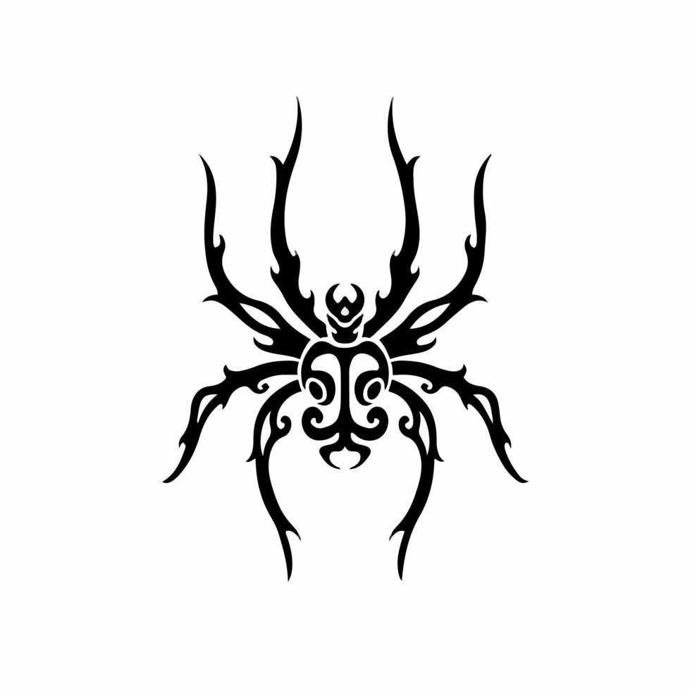 Tribal Spider Logo. Tattoo Design. Animal Stencil Vector Illustration.