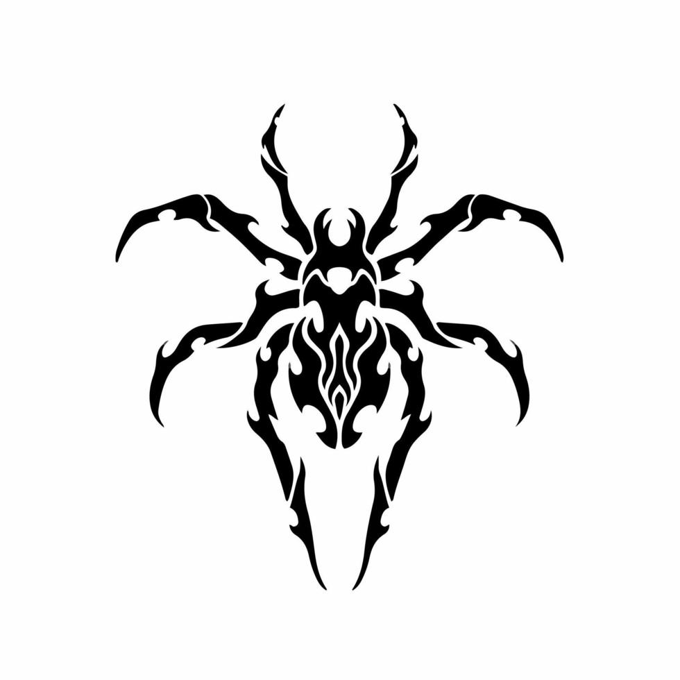 Tribal Spider Logo. Tattoo Design. Animal Stencil Vector Illustration.