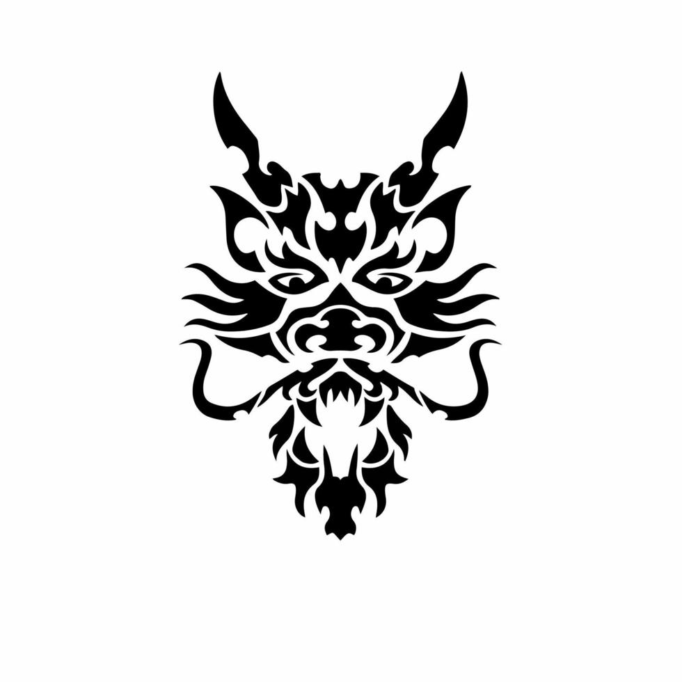 logotipo de cabeza de dragón tribal. diseño de tatuaje. Ilustración de vector de plantilla animal