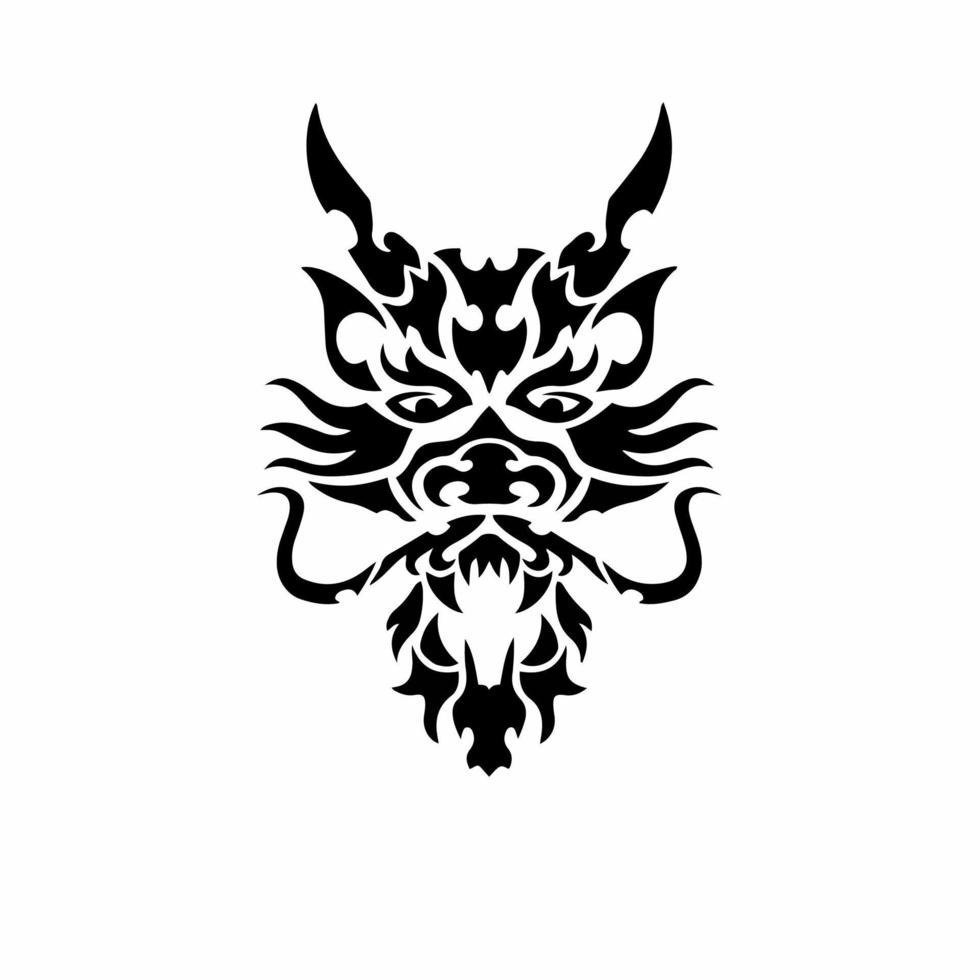 Tribal Dragon Head Logo. Tattoo Design. Animal Stencil Vector