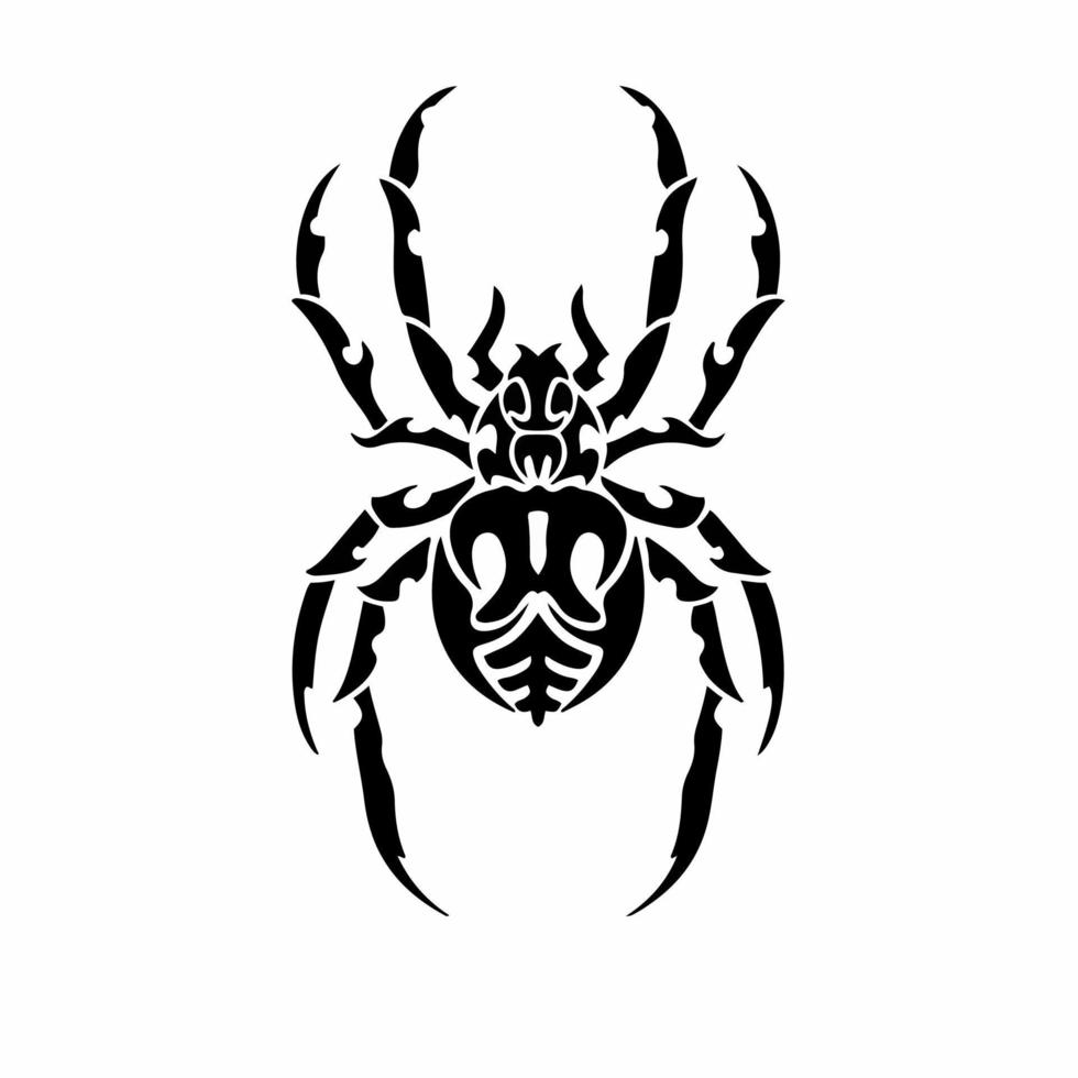 Tribal Spider Logo. Tattoo Design. Animal Stencil Vector Illustration.