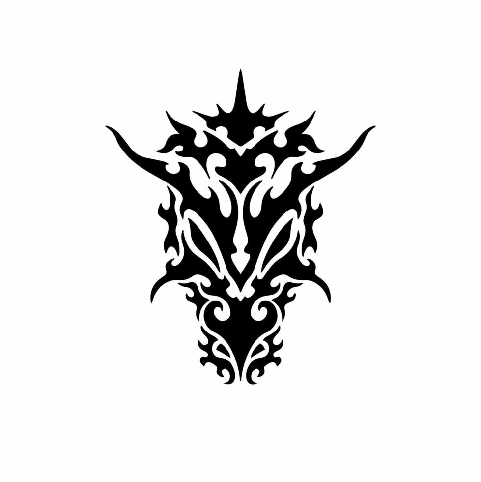 logotipo de cabeza de dragón tribal. diseño de tatuaje. Ilustración de vector de plantilla animal