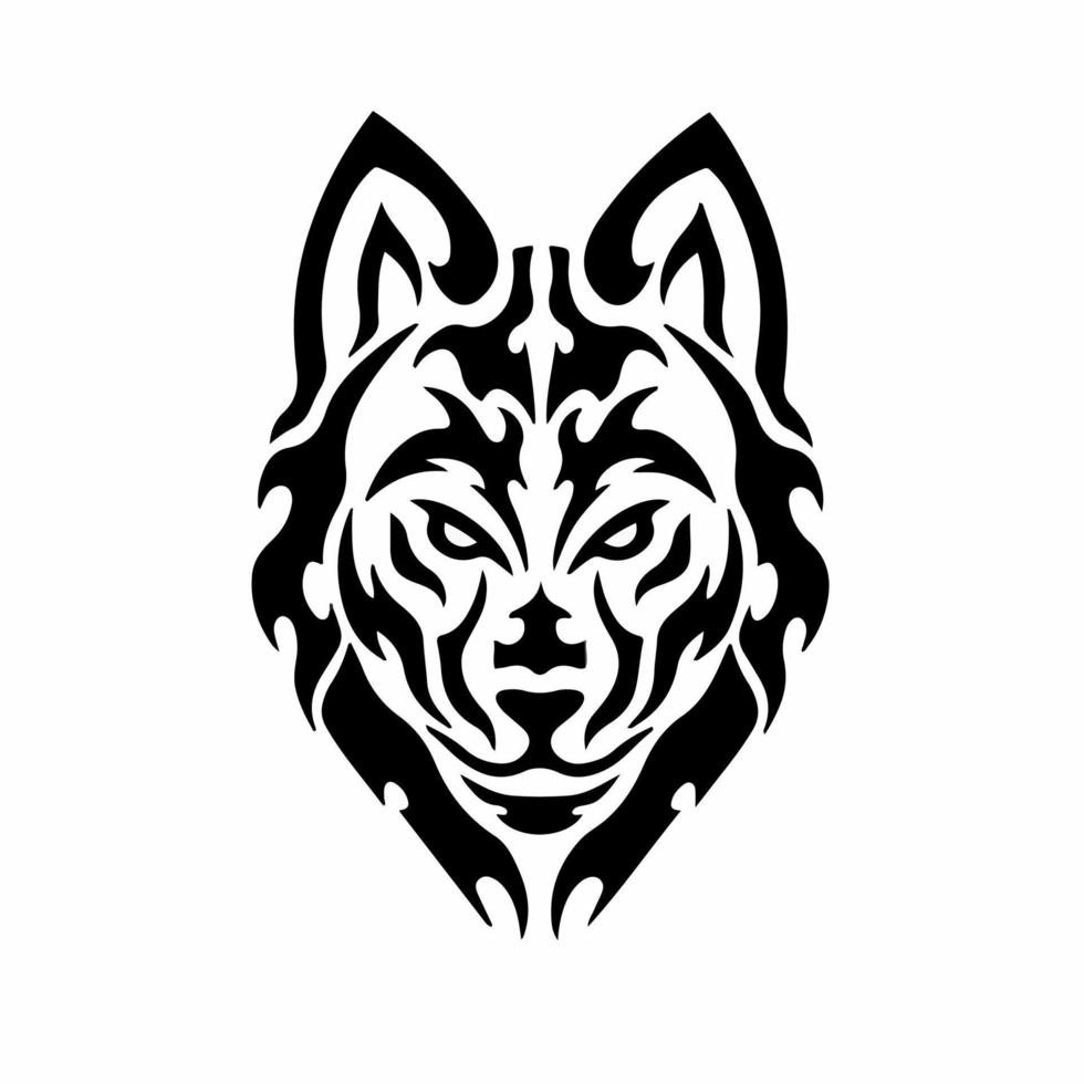 logotipo de cabeza de lobo tribal. diseño de tatuaje. Ilustración de vector de plantilla animal