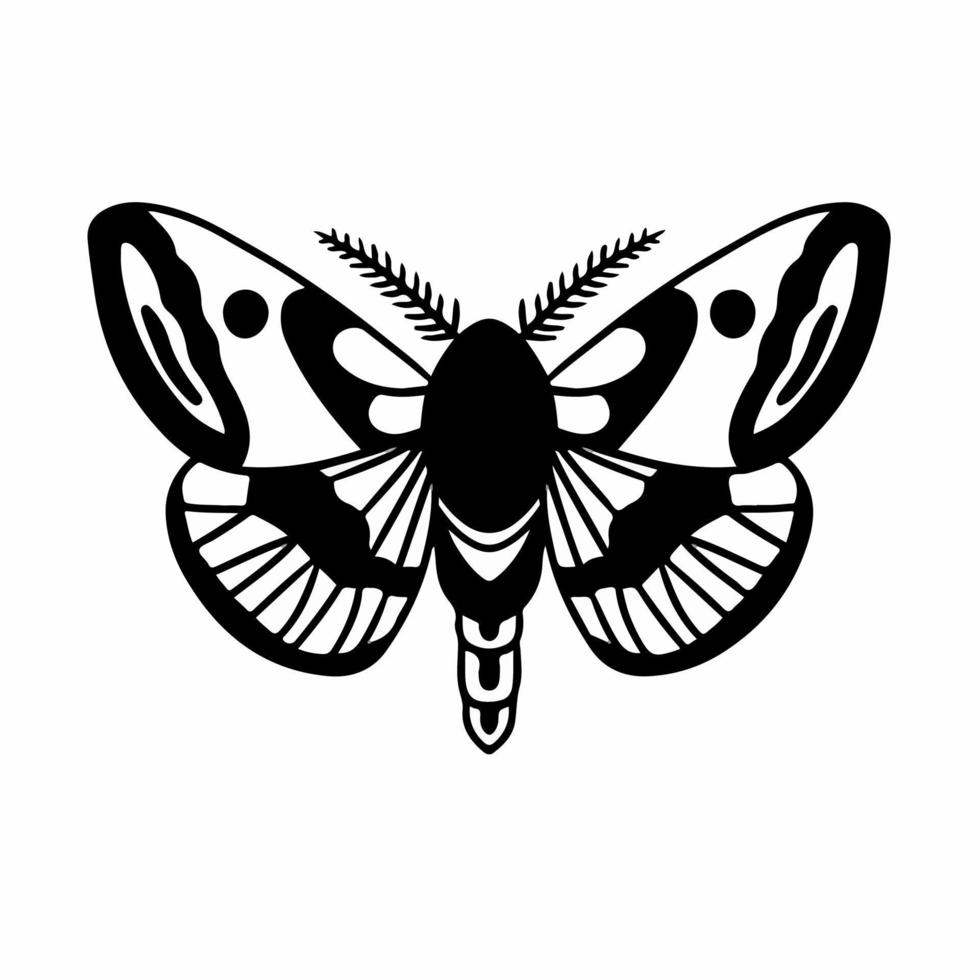 Butterfly Logo Symbol. Stencil Design. Animal Tattoo Vector Illustration.