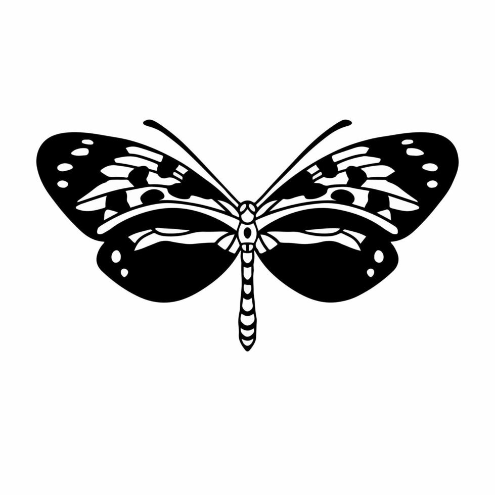 Butterfly Logo Symbol. Stencil Design. Animal Tattoo Vector Illustration.