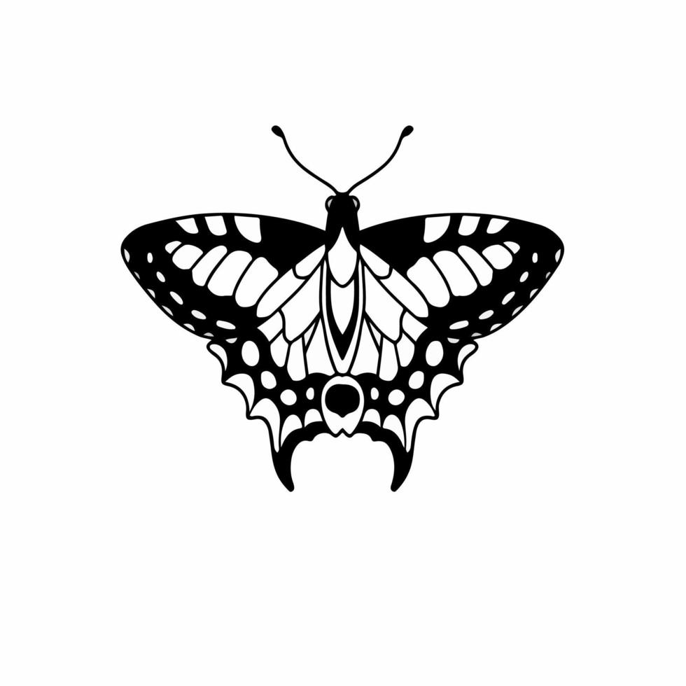 Butterfly Logo Symbol. Stencil Design. Animal Tattoo Vector Illustration.