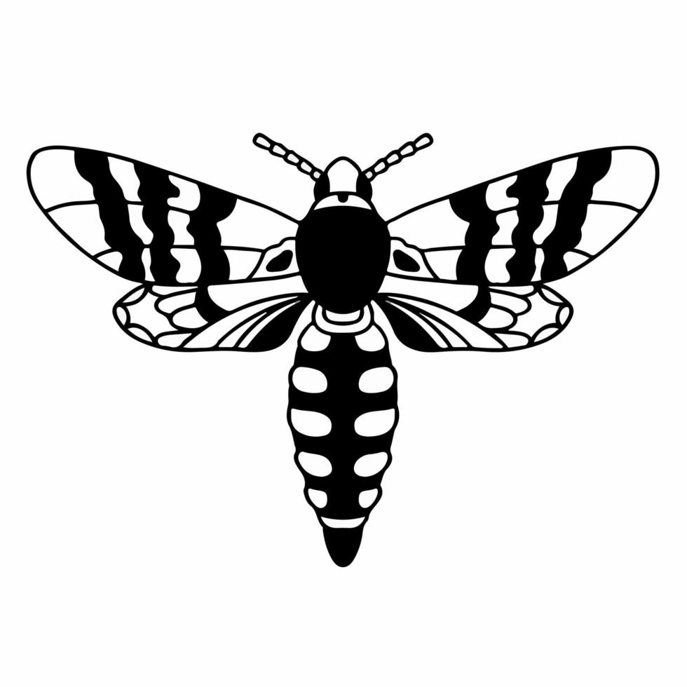 Wasp Logo Symbol. Stencil Design. Animal Tattoo Vector Illustration.