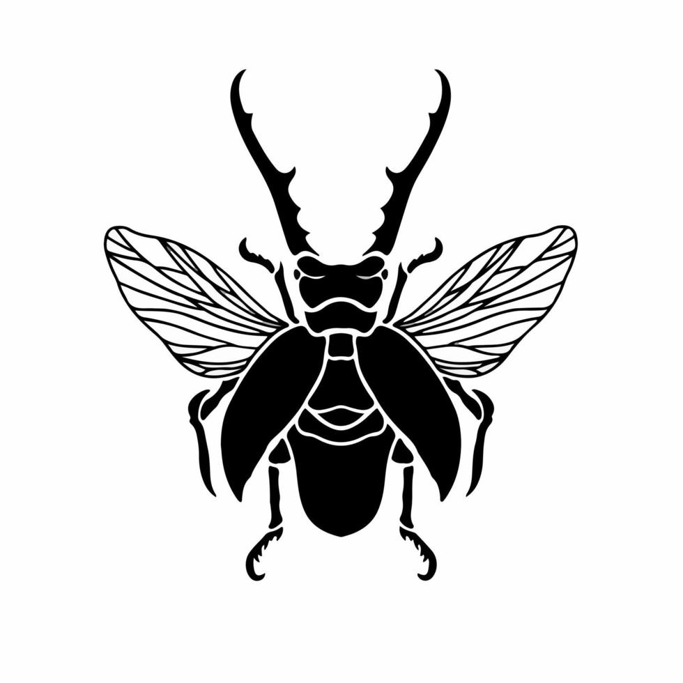Beetle Logo Symbol. Stencil Design. Animal Tattoo Vector Illustration.