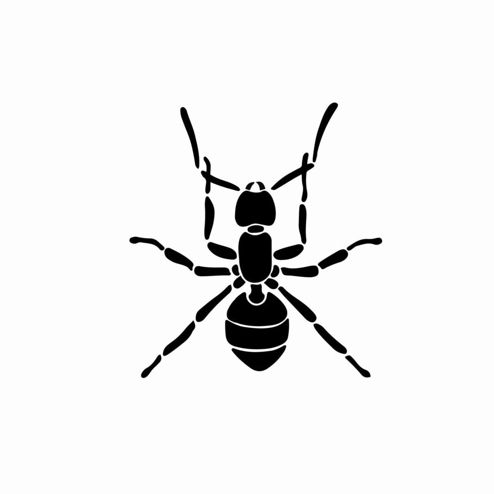 Ant Logo Symbol. Stencil Design. Animal Tattoo Vector Illustration.