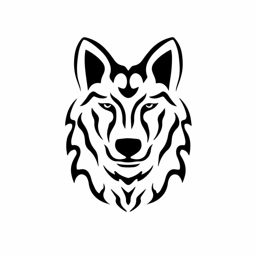 Tribal Wolf Head Logo. Tattoo Design. Animal Stencil Vector ...