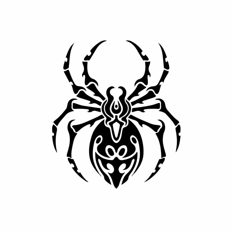 Tribal Spider Logo. Tattoo Design. Animal Stencil Vector Illustration.