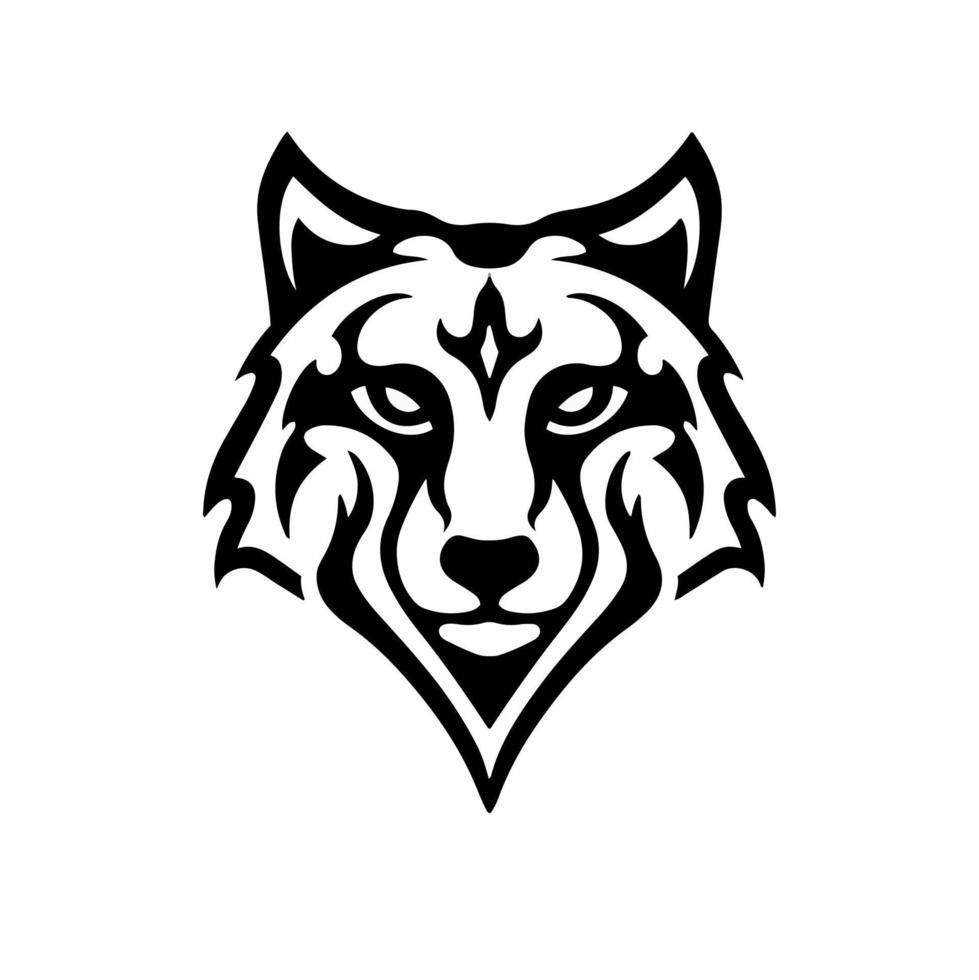 logotipo de cabeza de lobo tribal. diseño de tatuaje. Ilustración de vector de plantilla animal