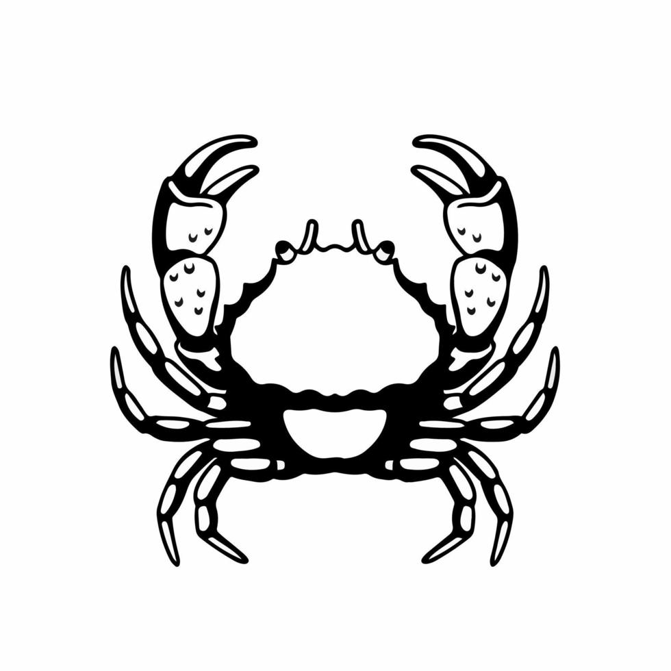 Crab Logo Symbol. Stencil Design. Animal Tattoo Vector Illustration.