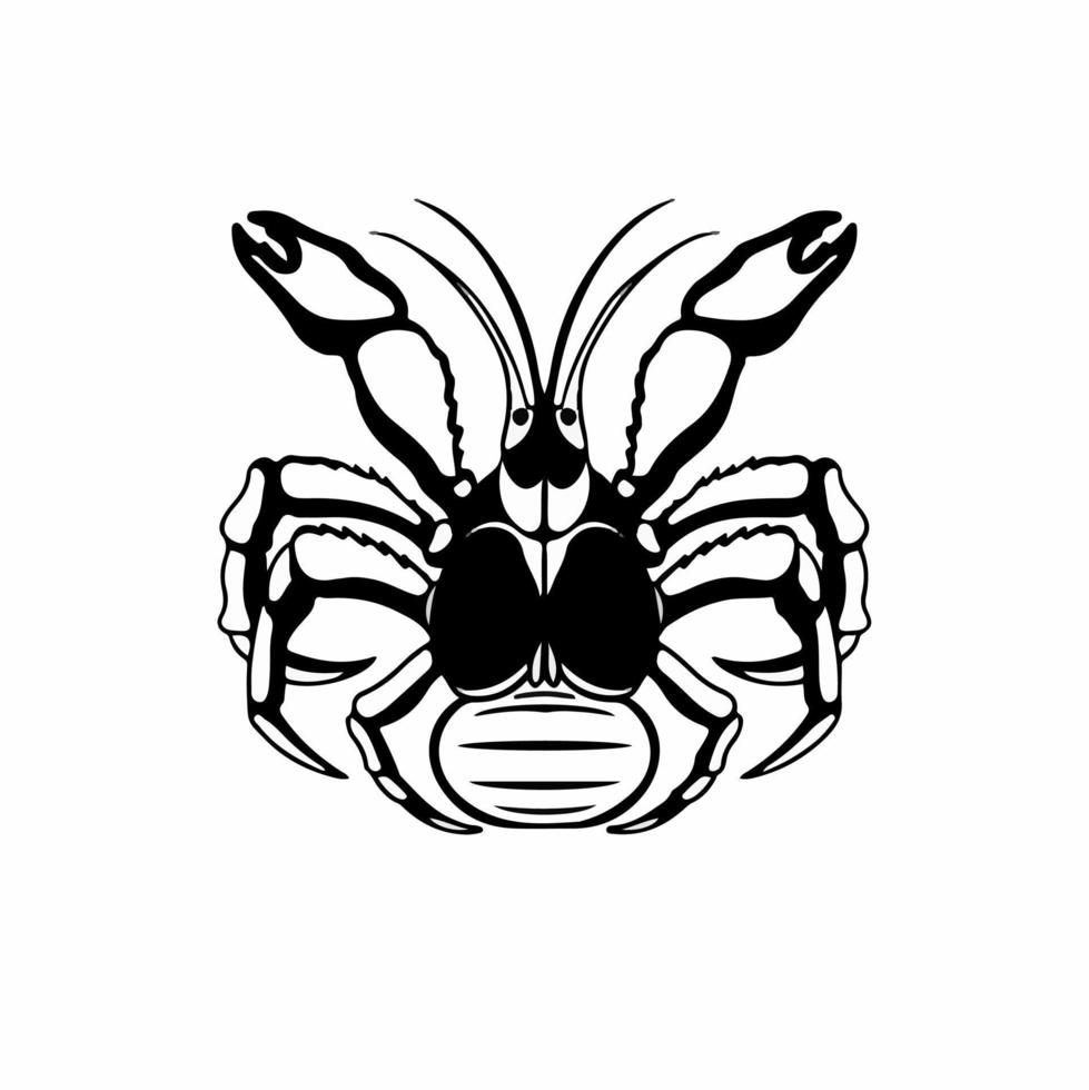Crab Logo Symbol. Stencil Design. Animal Tattoo Vector Illustration.