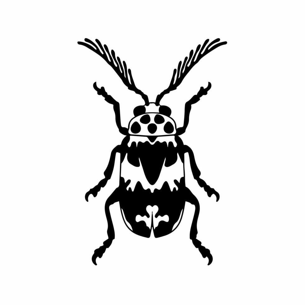 Beetle Logo Symbol. Stencil Design. Animal Tattoo Vector Illustration.