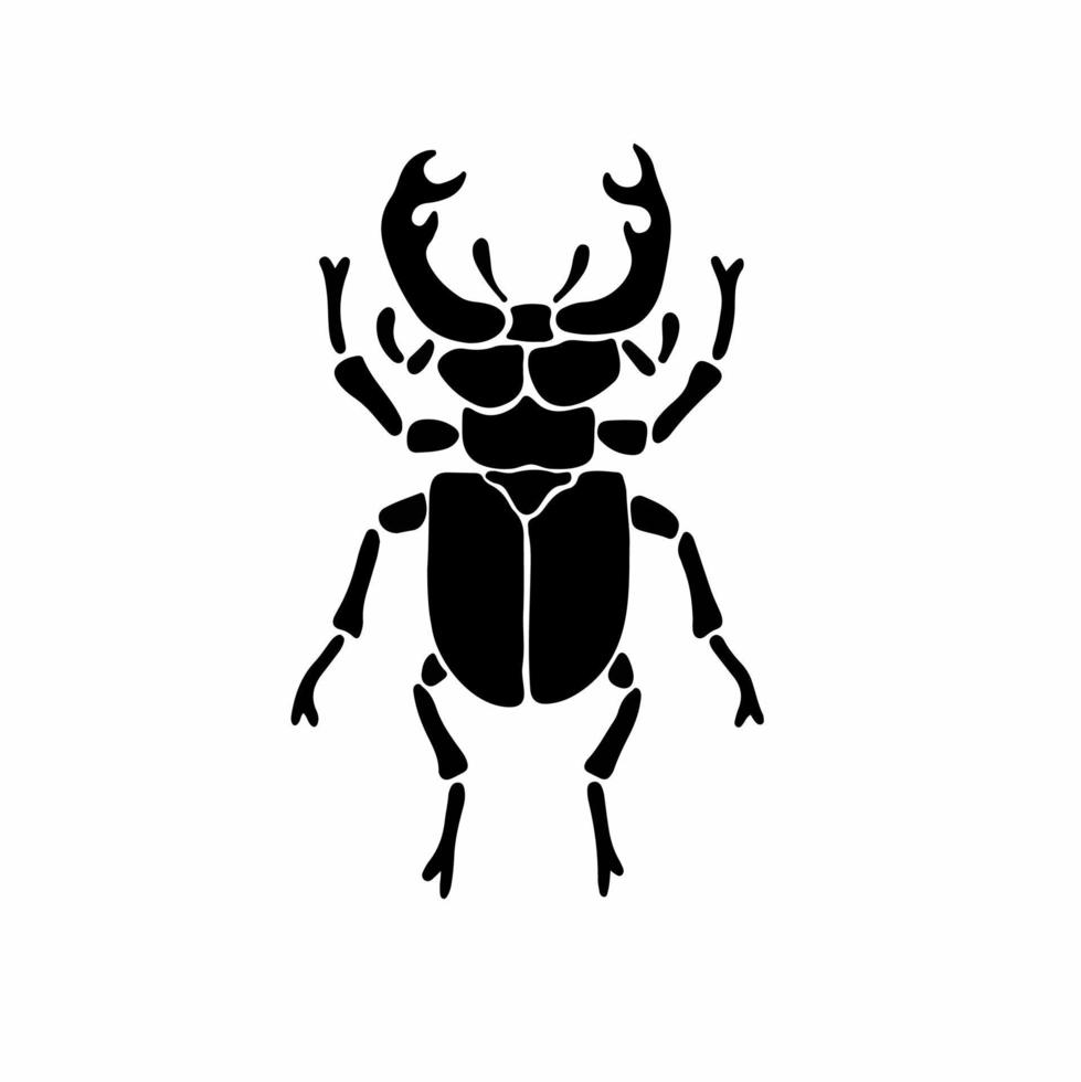 Beetle Logo Symbol. Stencil Design. Animal Tattoo Vector Illustration.