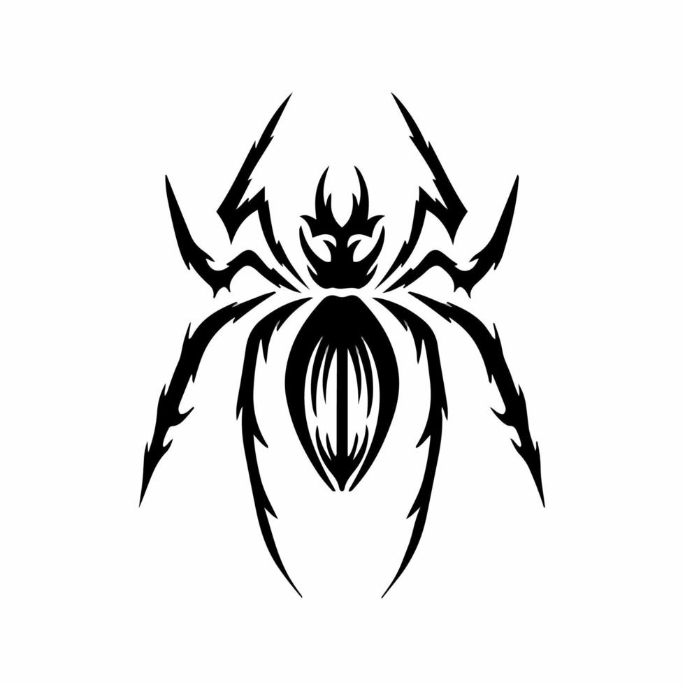 Tribal Spider Logo. Tattoo Design. Animal Stencil Vector Illustration.