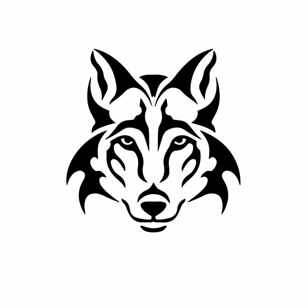 logotipo de cabeza de lobo tribal. diseño de tatuaje. Ilustración de vector de plantilla animal