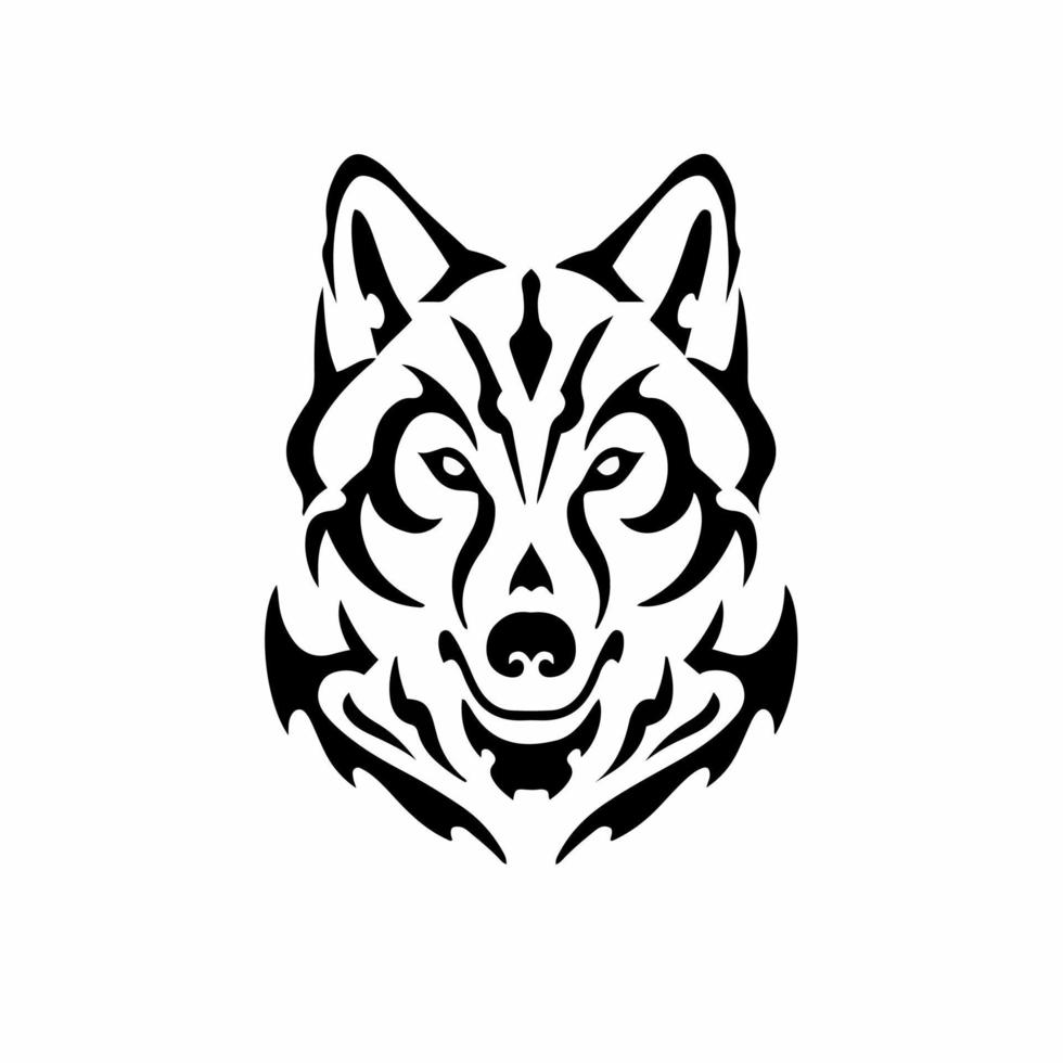 Tribal Wolf Head Logo. Tattoo Design. Animal Stencil Vector ...