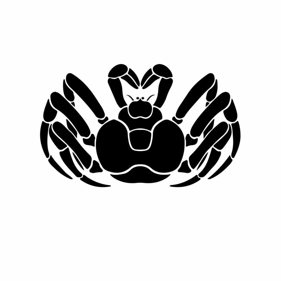 Crab Logo Symbol. Stencil Design. Animal Tattoo Vector Illustration.