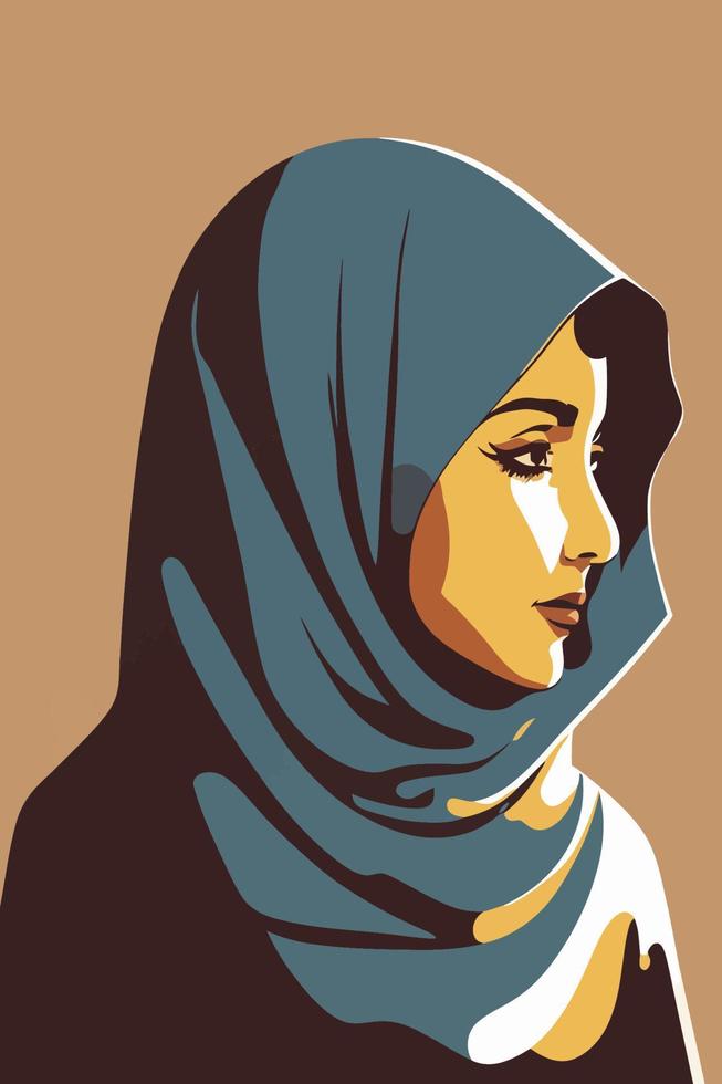 retrato de una mujer musulmana en un hiyab, ilustración vectorial vector