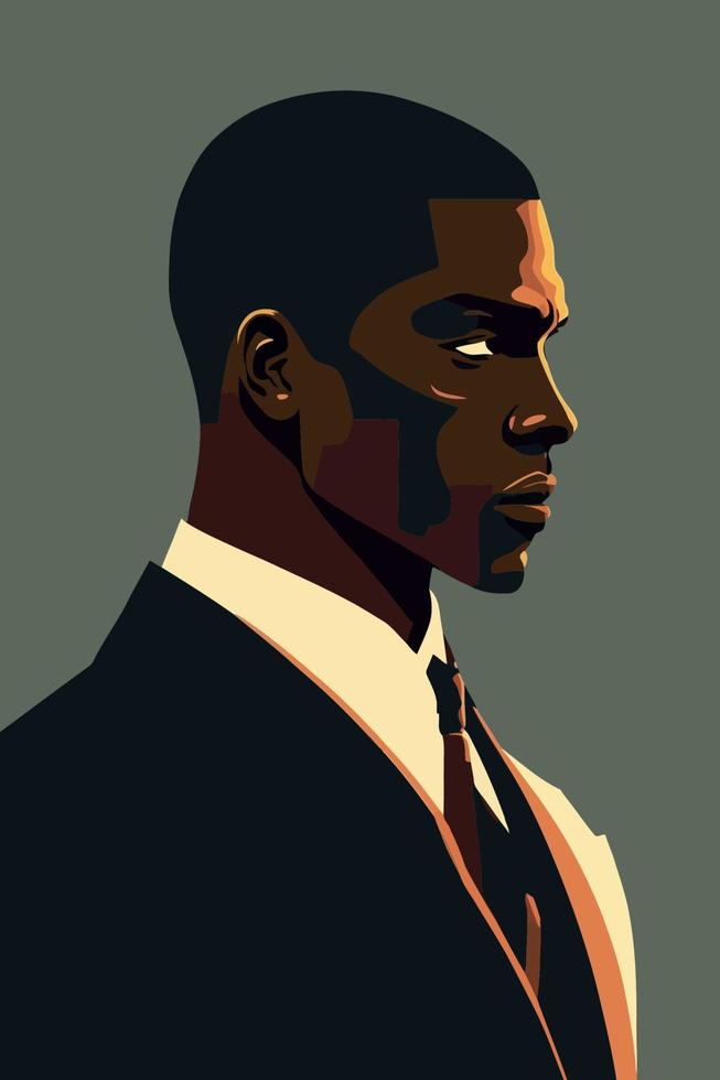 retrato de un hombre negro con traje. ilustración vectorial vector