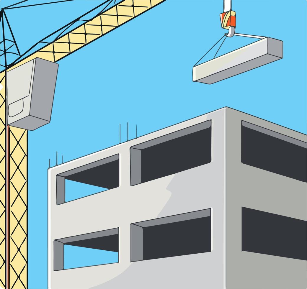 construcción de edificios con vector de dibujos animados de grúa