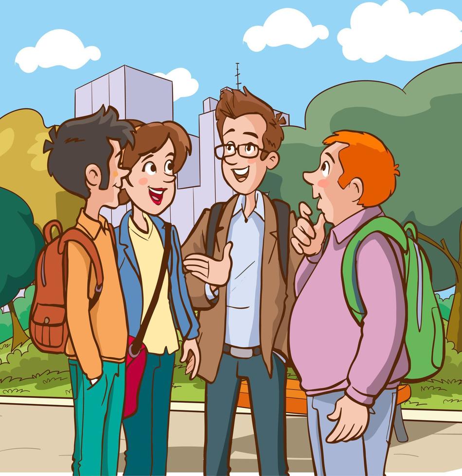 students chatting among themselves cartoon vector