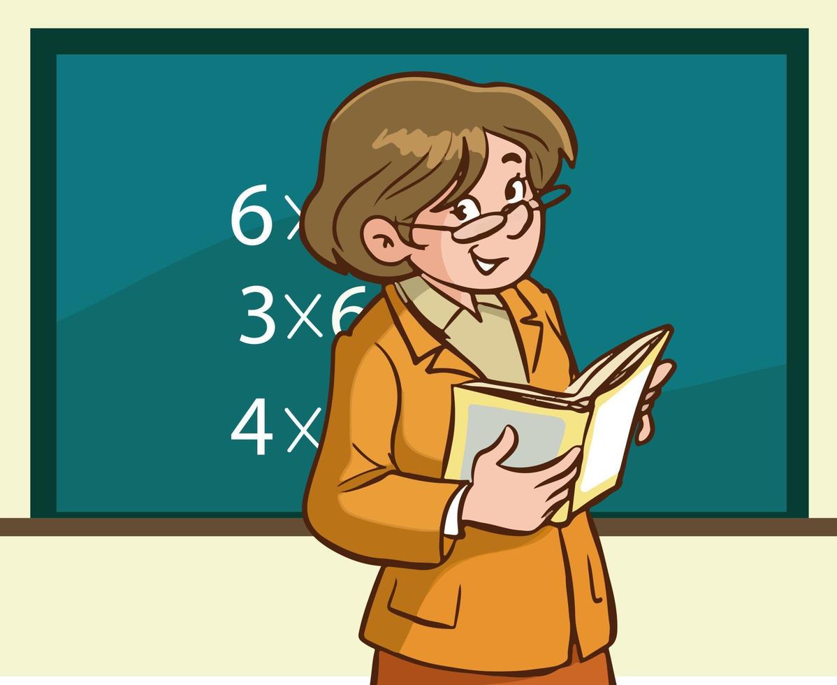 teacher at school cartoon vector