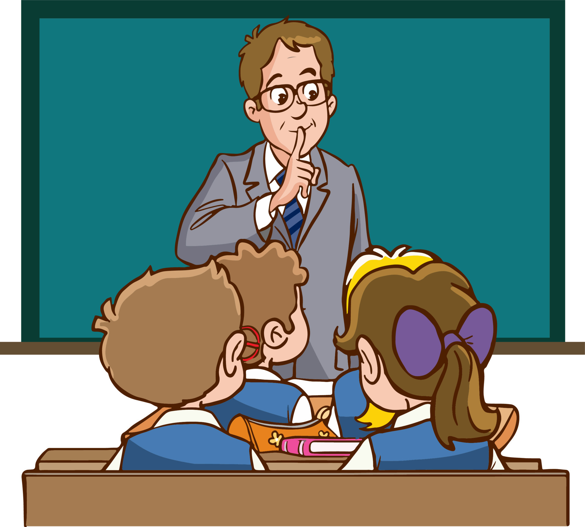 Teacher Wants Students To Be Quiet Cartoon Vector 19015965 Vector Art 